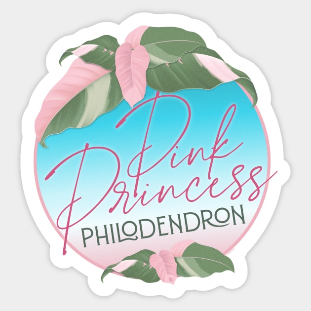 Pink Princess Philodenron Sticker by Typeset Studio